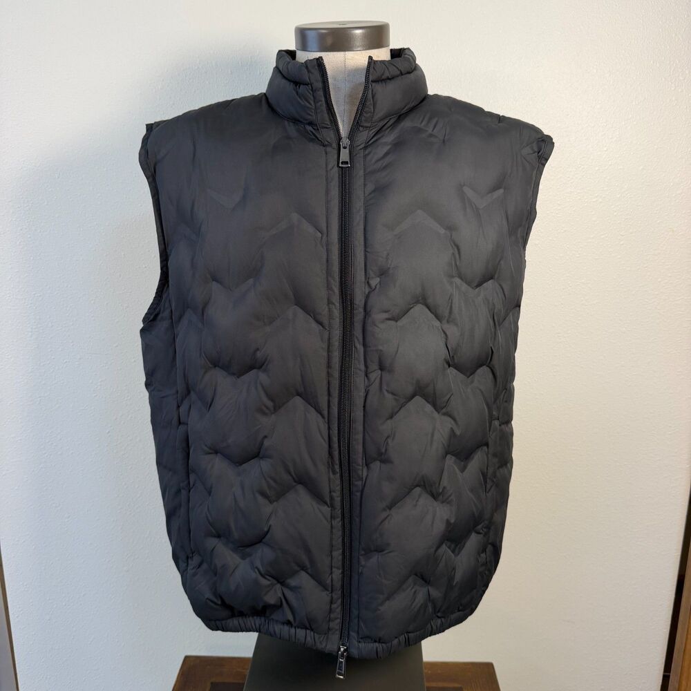 Bugatchi Men's XXL Black Quilted Puffer Vest Sorona Aura Water Repellent